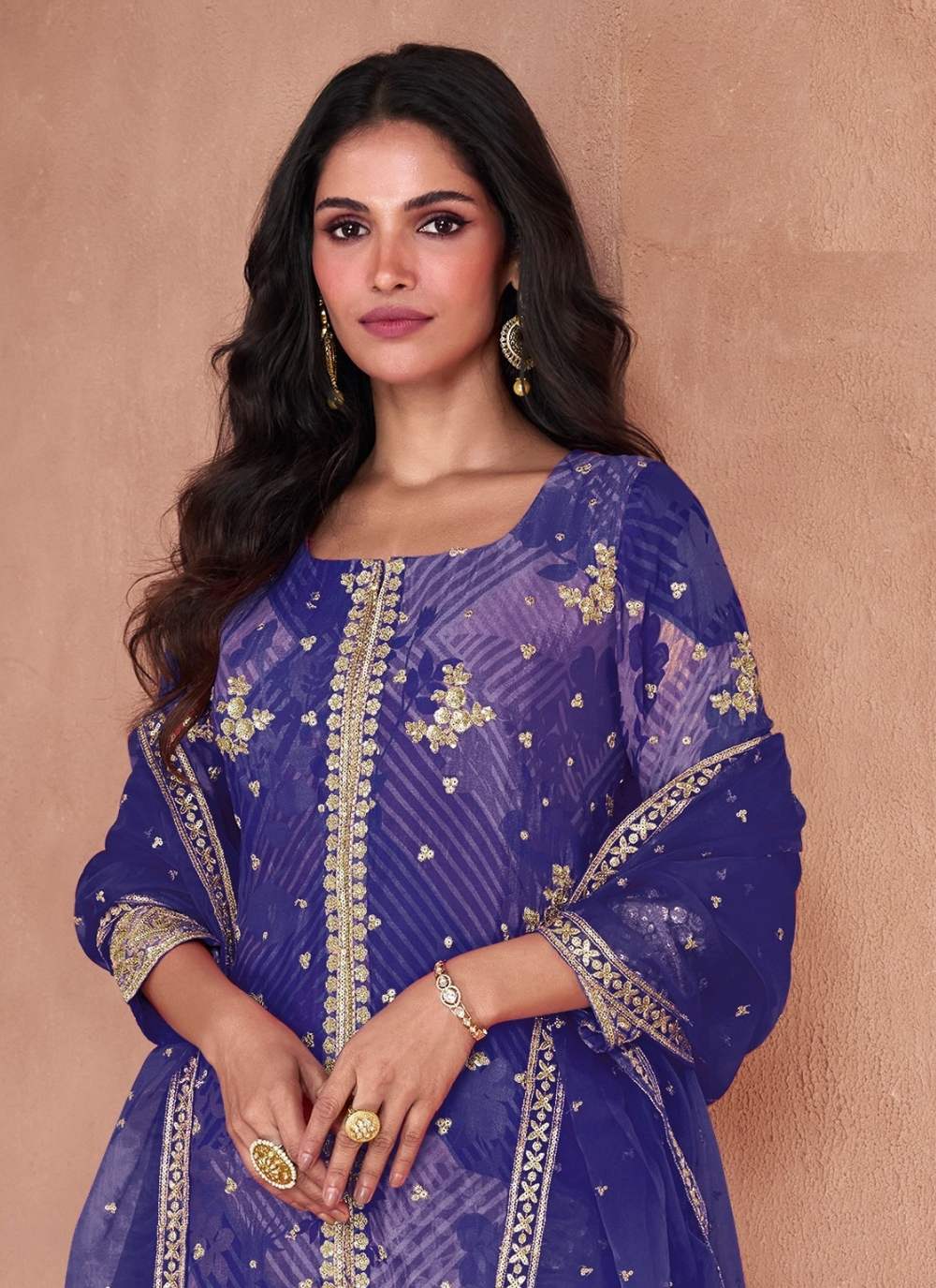 Nakshatra Blue Georgette Gharara Suit