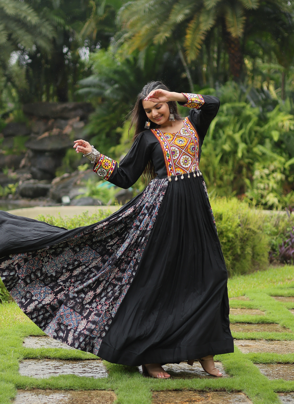 Nakshatra  Black Gamathi Patch work Gown