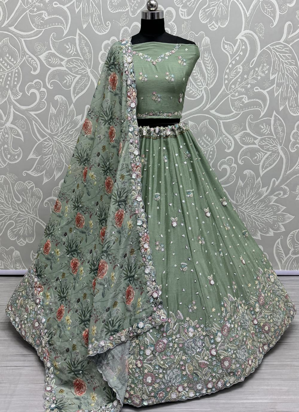 Nakshatra Pista Embellished Lehenga Choli