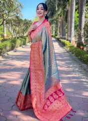 Nakshatra Grey Silk saree