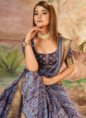 Nakshatra  Designer Digital Print Blue(B) saree