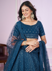 Nakshatra Blue Party Wear  Sequence Lehenga