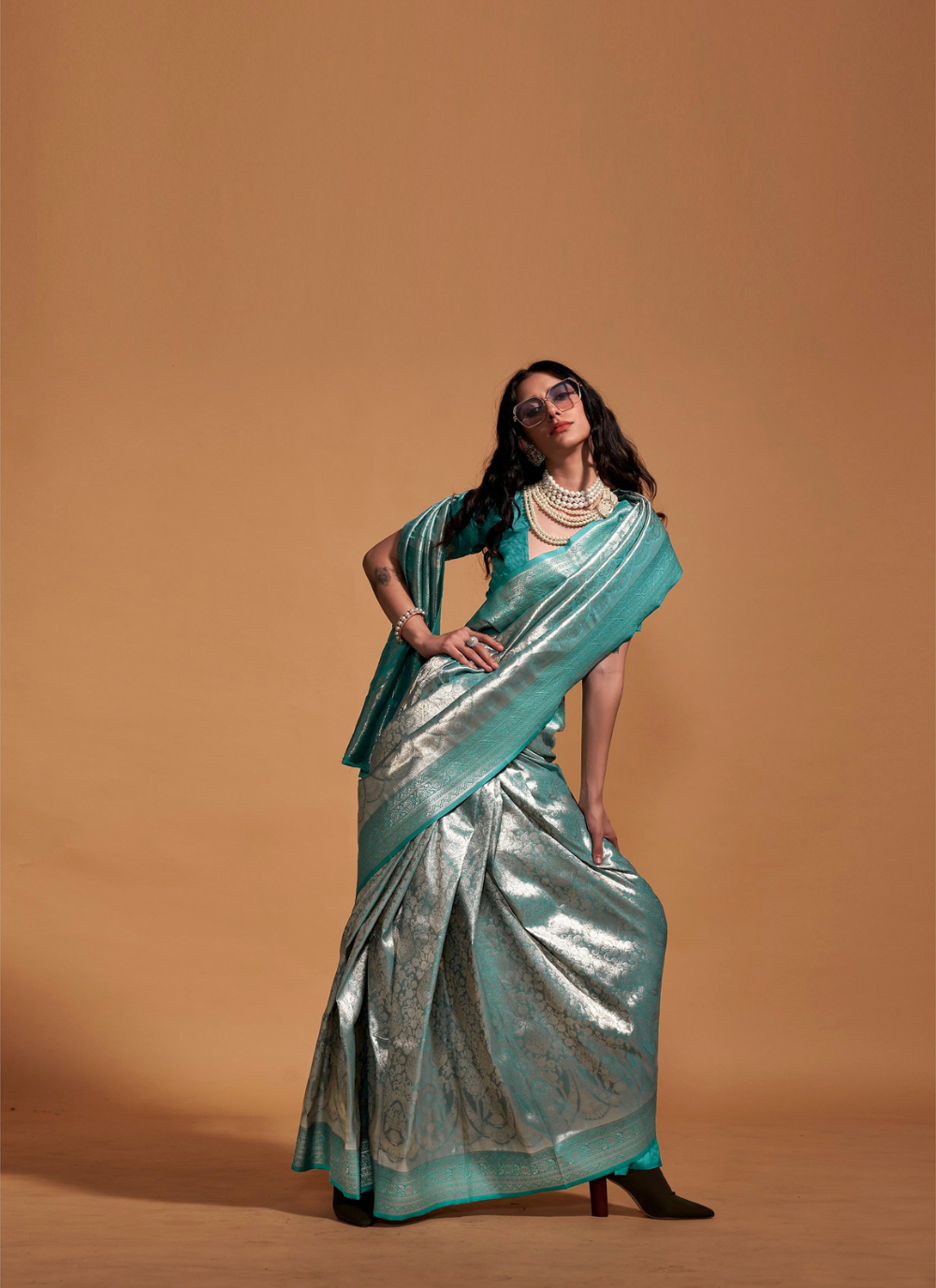 Nakshatra Turquoise  Kanjeevaram  saree