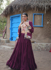 Nakshatra Wonderful Wine Navratri Lehenga.