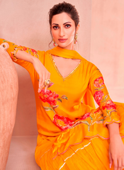 Nakshatra Yellow Floral Skirt Styled Suit