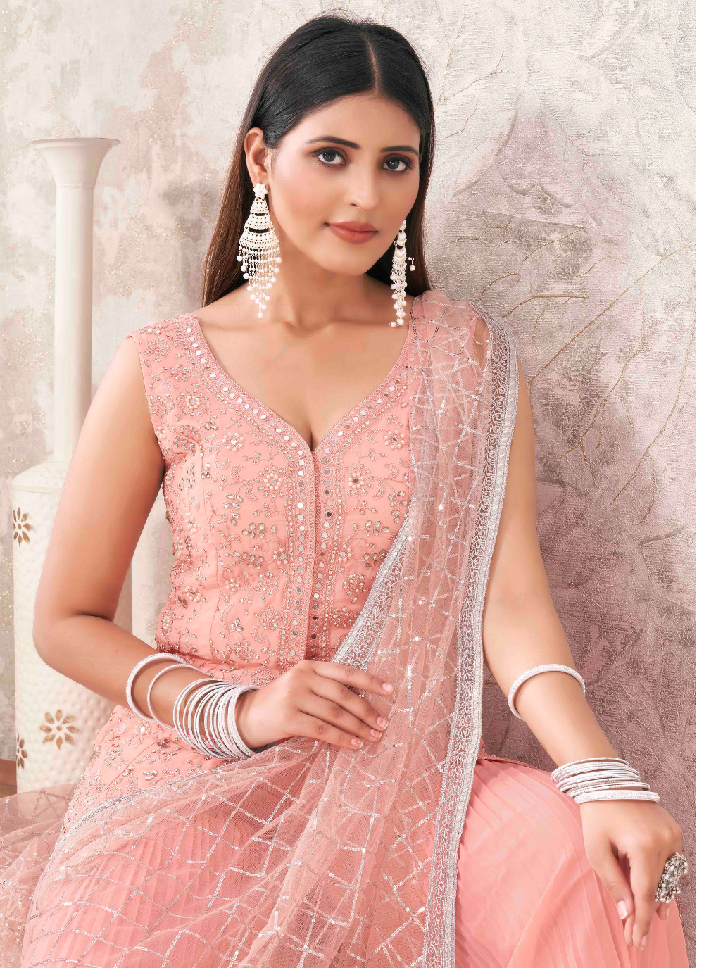 Nakshatra Peach Sharara set