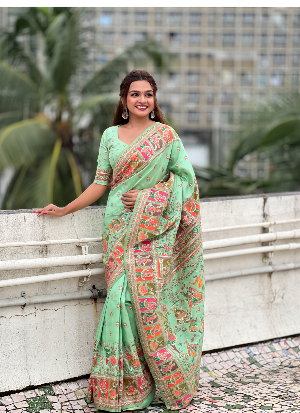 Nakshatra Sea Green Kanjeevaram silk saree