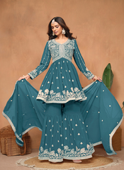 Nakshatra Teal Sharara Suits