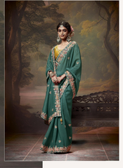 Nakshatra  Stunning Light Green Embroidery Saree
