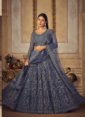 Nakshatra Sensous Slate grey Wedding Lehenga