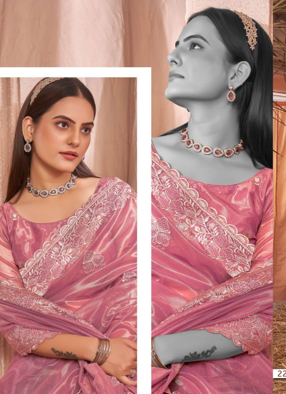 Nakshatra  Pink Shimmery saree