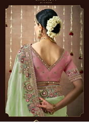 Nakshatra Pastel Green Tissue silk Bridal saree