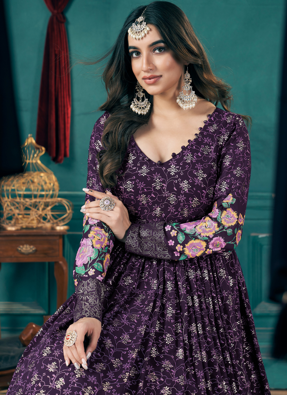 Nakshatra Dark Purple Georgette Suits