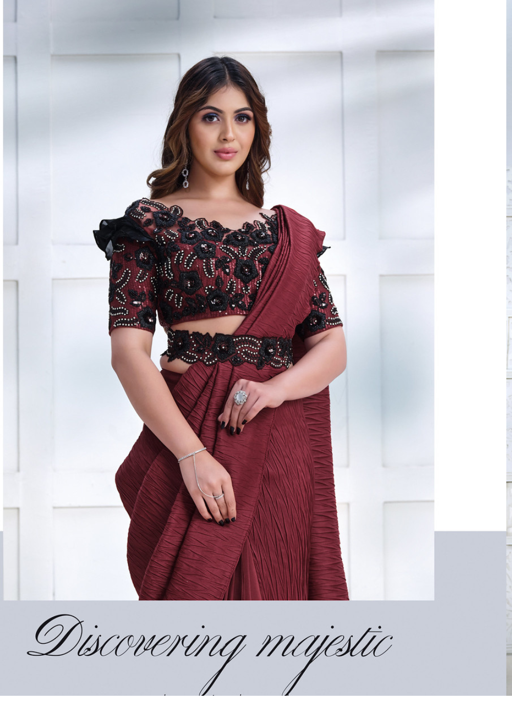 Nakshatra Maroon crushed  saree