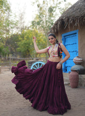 Nakshatra Wonderful Wine Navratri Lehenga.