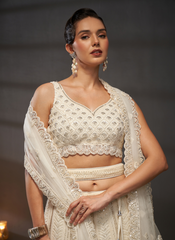 Nakshatra Cream Net Lehenga