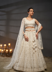 Nakshatra Cream Net Lehenga