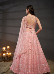 Nakshatra Pink Net Lehenga