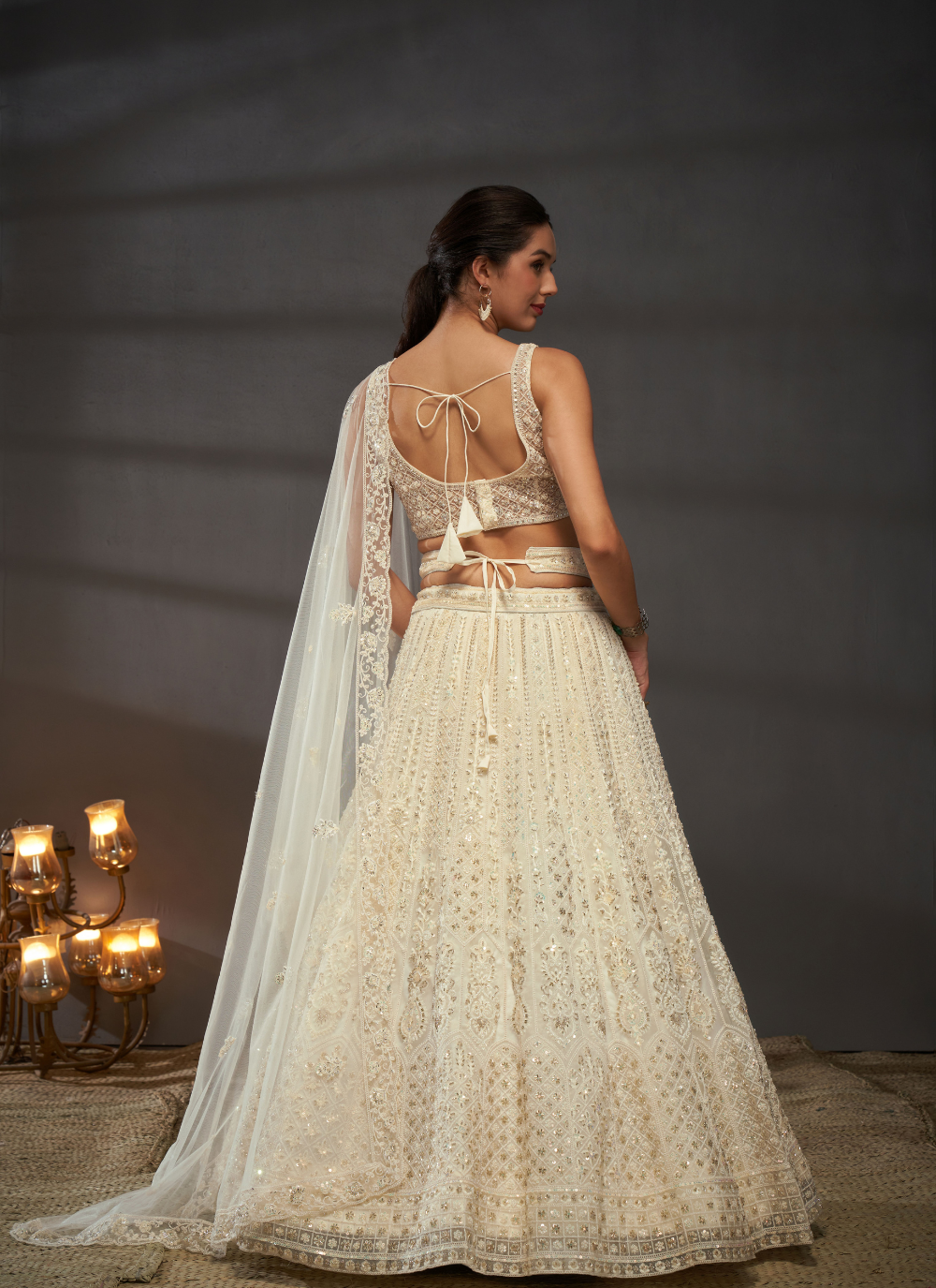 Nakshatra Cream Net Lehenga