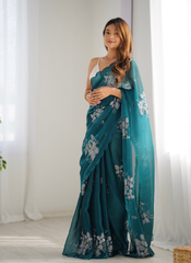 Nakshatra Rama Embroidered Saree