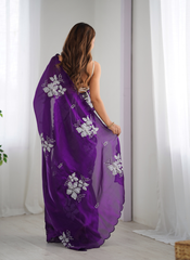 Nakshatra Purple Embroidered Saree