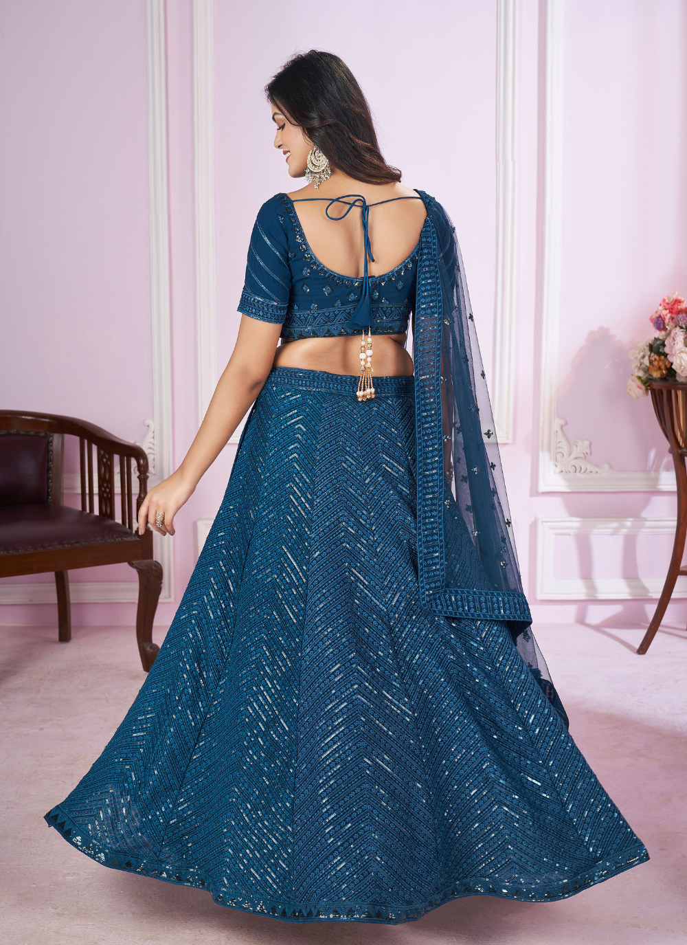 Nakshatra Blue Party Wear  Sequence Lehenga