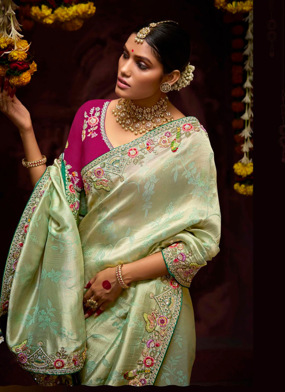 Nakshatra Green Banarasi Kanjivaram Designer Saree