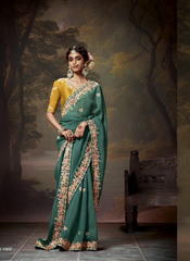 Nakshatra  Stunning Light Green Embroidery Saree
