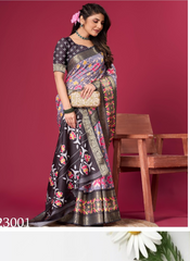 Nakshatra Greyish Black Patola silk saree
