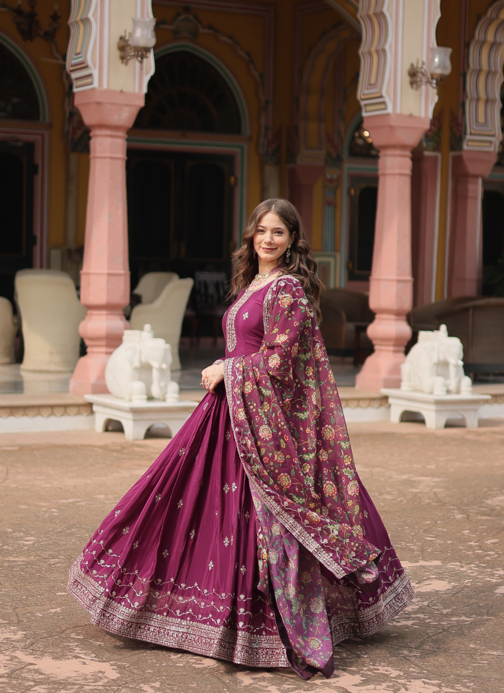 Nakshatra Wine Party wear Indian Gown