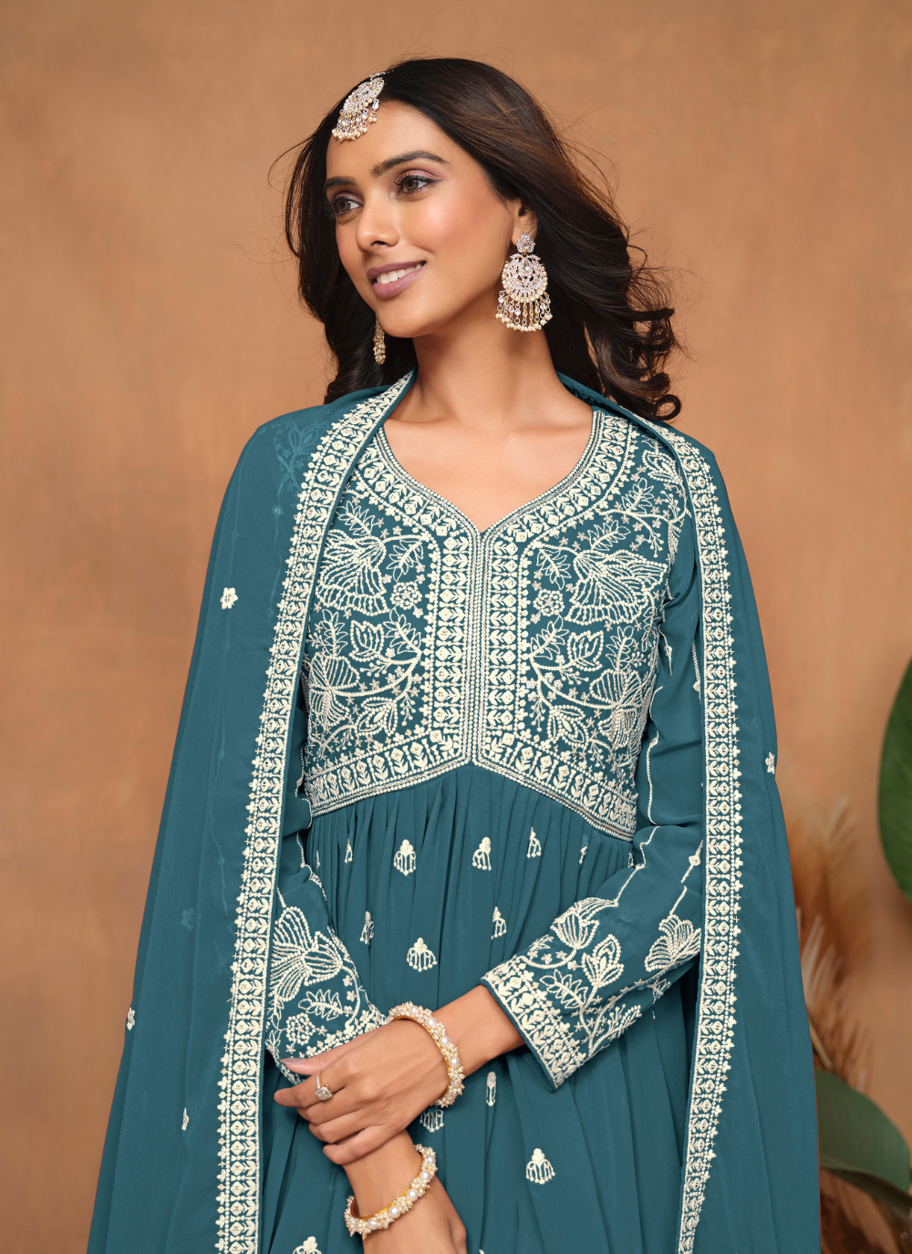 Nakshatra Teal Sharara Suits