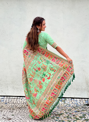 Nakshatra Sea Green Kanjeevaram silk saree