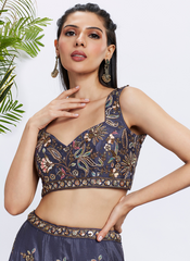 Nakshatra Voilet Embroidery Lehenga