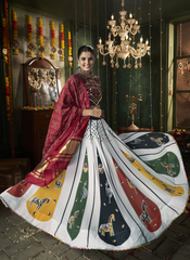 Nakshatra  White Multicolored Navratri Lehenga Choli