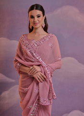 Nakshatra Rose Pink sequenced saree