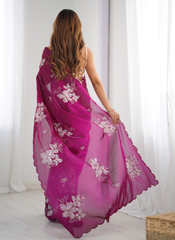 Nakshatra Wine Embroidered Saree