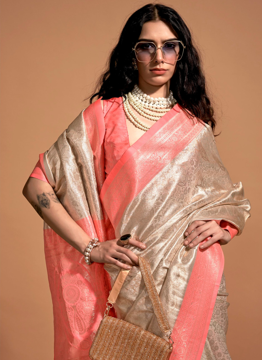 Nakshatra Golden  Kanjeevaram  saree