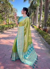 Nakshatra Green Silk saree