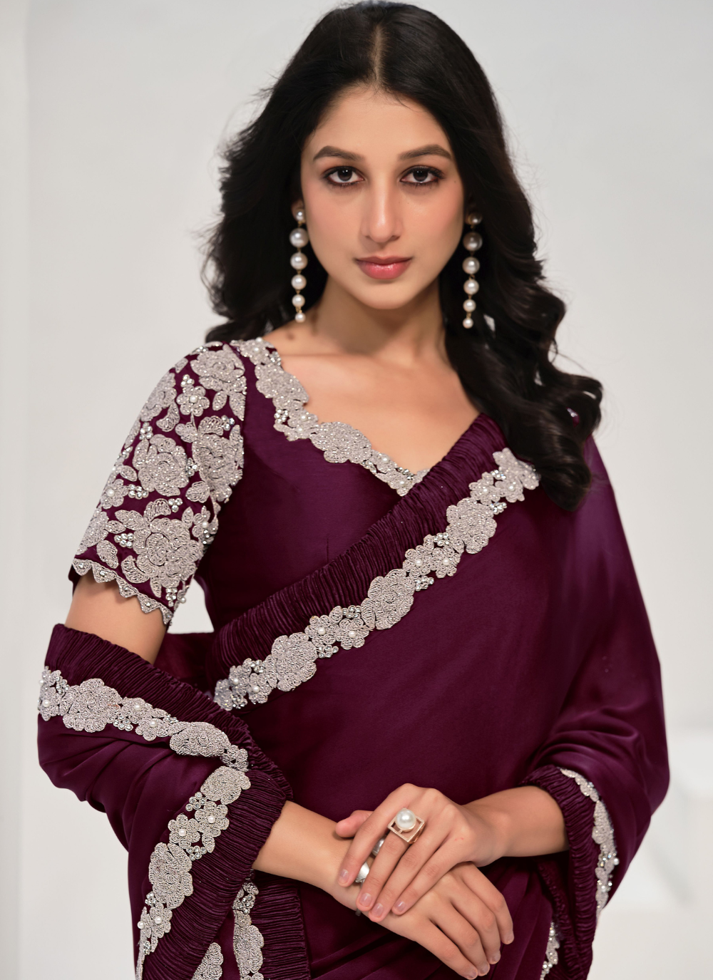 Nakshatra Wine Silk Saree