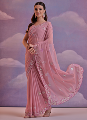Nakshatra Rose Pink sequenced saree