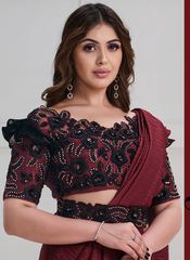 Nakshatra Maroon crushed  saree