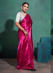Nakshatra  Diamond studded Hot Pink saree.