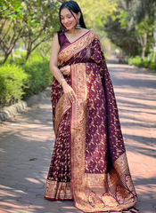 Nakshatra  Magenta Banarsi Silk sari
