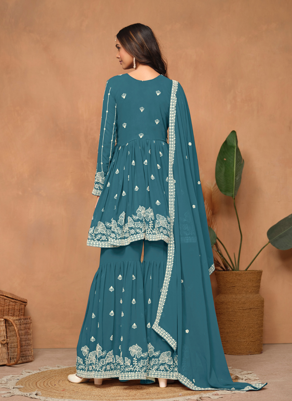 Nakshatra Teal Sharara Suits