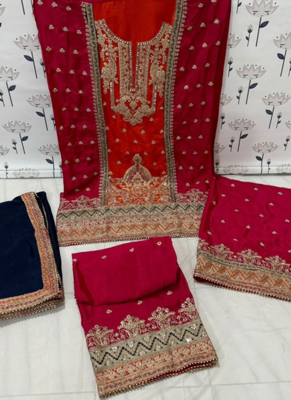 Nakshatra Orange Red  Party wear Pakistani salwar suit