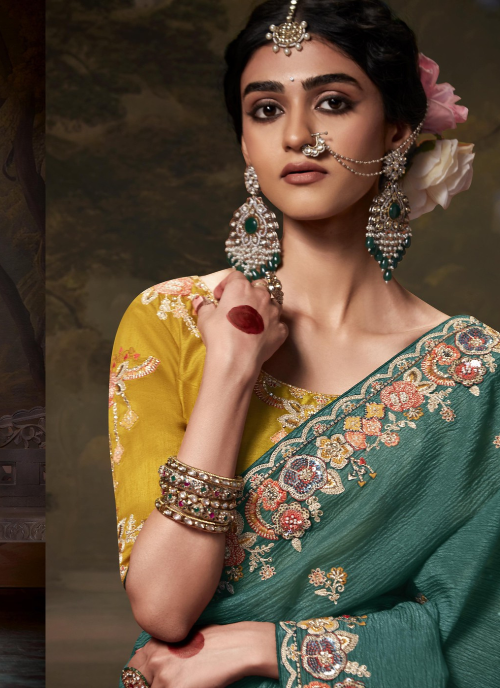 Nakshatra  Stunning Light Green Embroidery Saree
