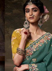 Nakshatra  Stunning Light Green Embroidery Saree