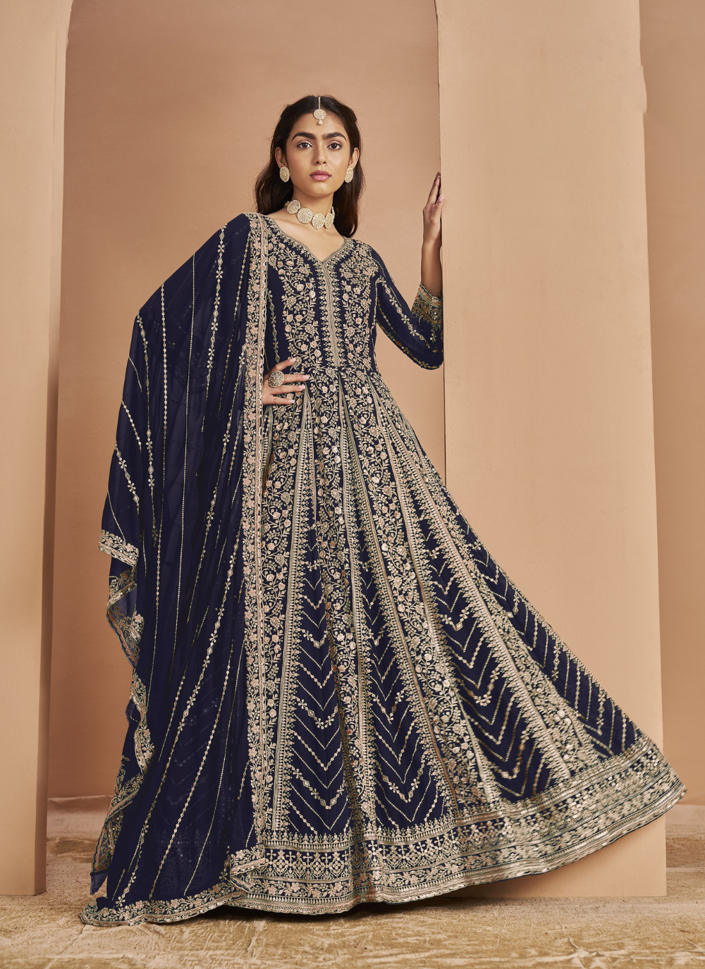 Nakshatra Blue Wedding Anarkali Suit