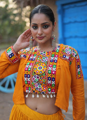 Nakshatra Youthful Yellow Navratri Lehenga