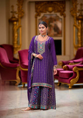 Nakshatra Voilet Chinon Embroidered Suit